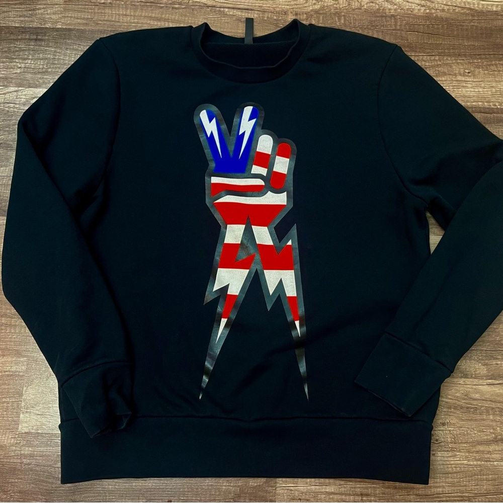 Neil Barrett Lightning Bolt Peace Sign Sweatshirt size medium